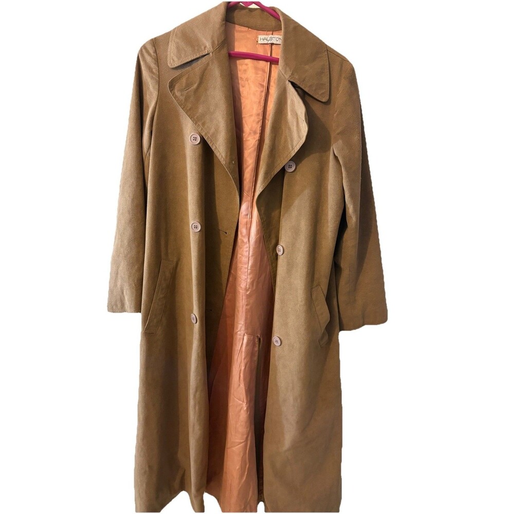 Vintage HALSTON Spring 1973 Trench Coat Ultra Suede Made In USA Sz 8 Womans READ